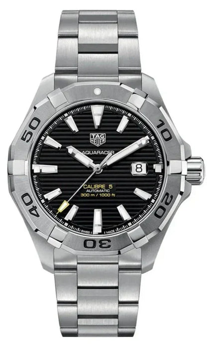 Tag Heuer Aquaracer Automatic Black Dial Silver Steel Strap Watch for Men - WAY2010.BA0927