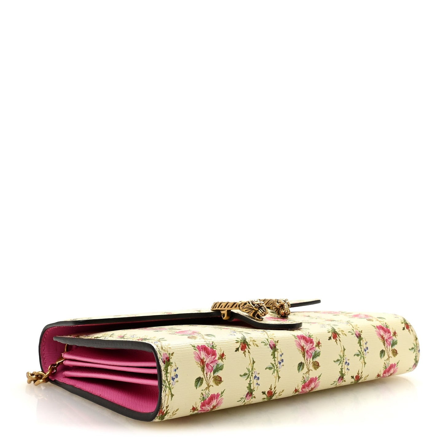 Calfskin Floral Print Mini Dionysus Chain Wallet Ivory Pink