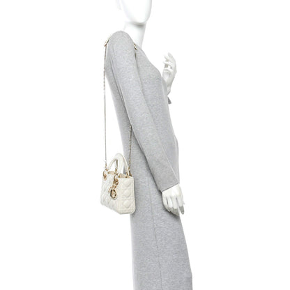 Lambskin Cannage Mini Lady Dior Latte