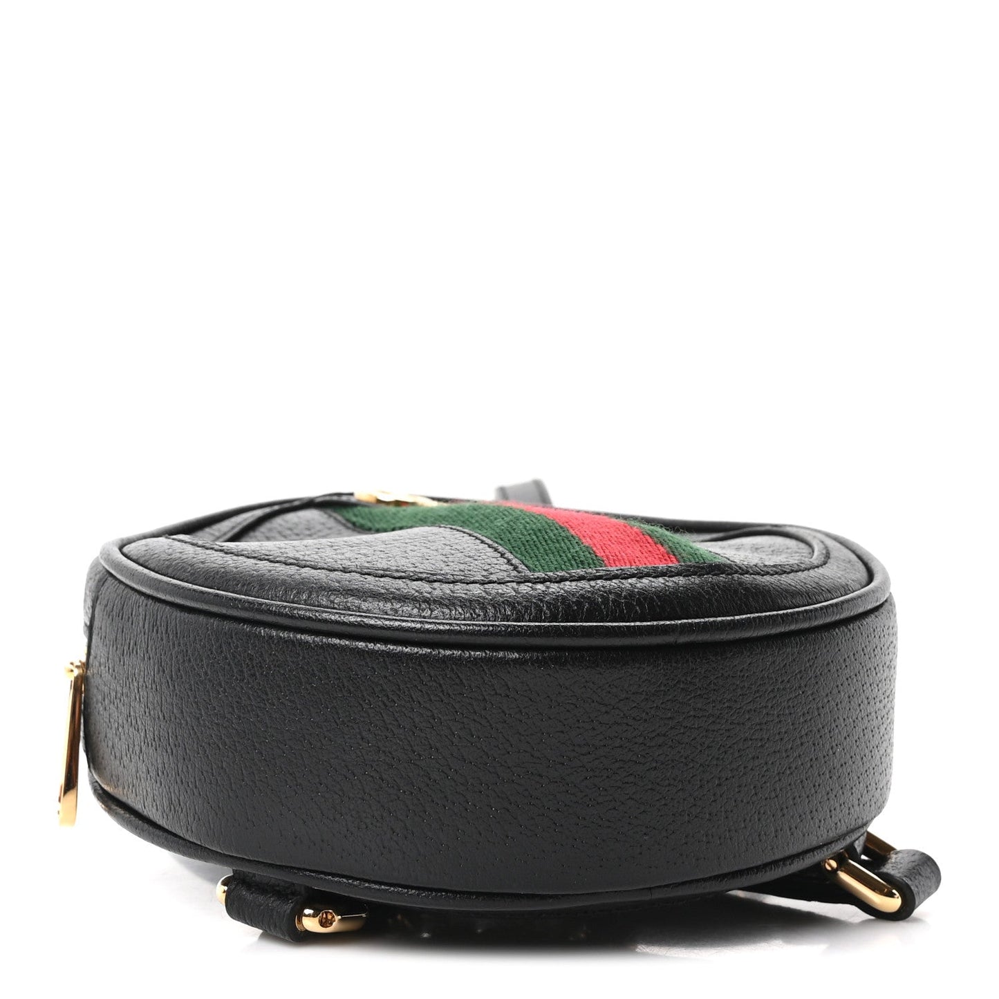 Grained Calfskin Web Mini Ophidia Round Backpack  Black