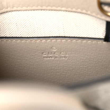 GG Supreme Monogram Textured Dollar Calfskin Mini Retro Interlocking G Tote Bag Beige Mystic White Oatmeal