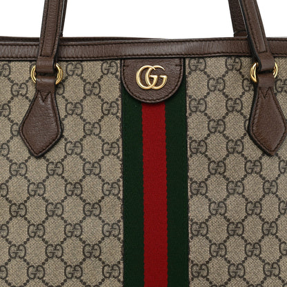 GG Supreme Monogram Medium Ophidia Shopping Tote Brown