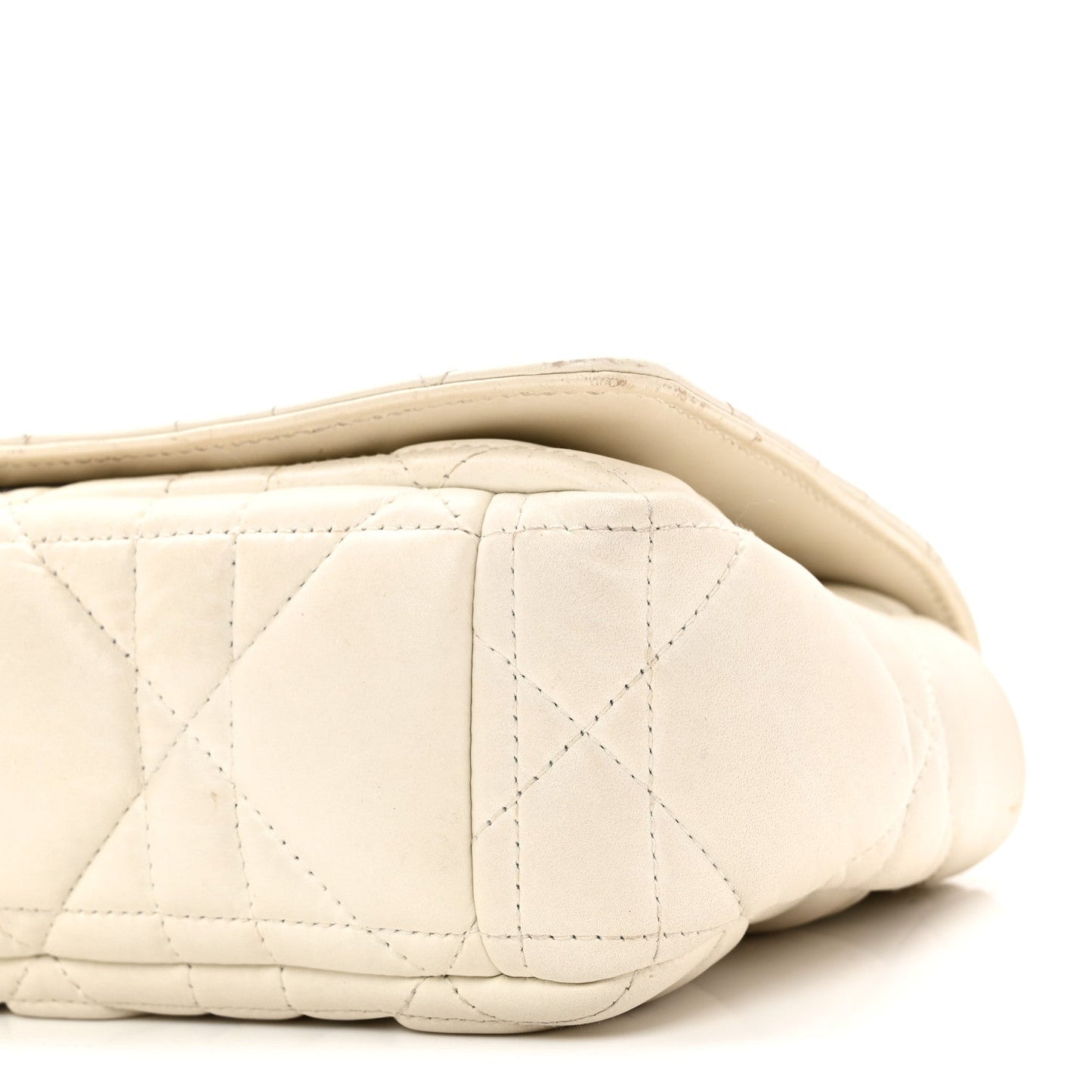 Lambskin Macrocannage Small Dior Caro Bag Ivory