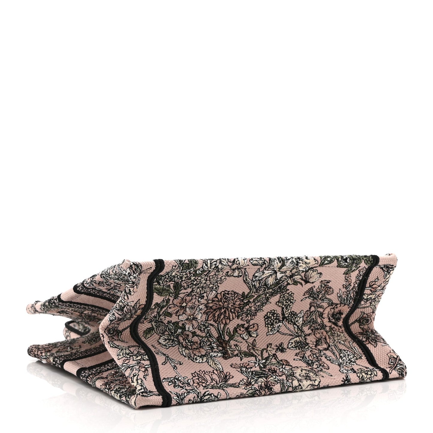 Canvas Embroidered Small Flowers Book  Tote Pink