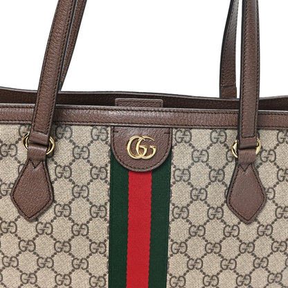 GG Supreme Monogram Medium Ophidia Shopping Tote Brown