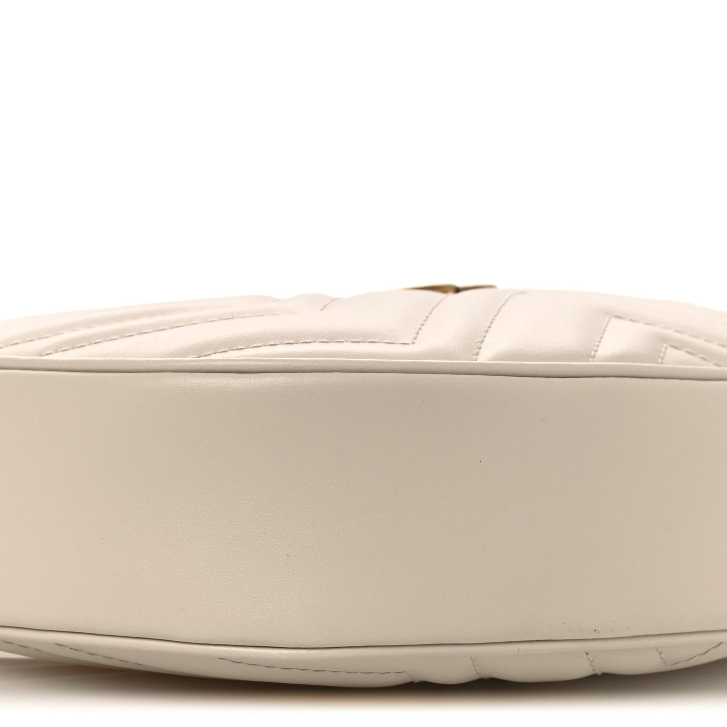Calfskin Matelasse Chevron Mini GG Marmont Half Moon Hobo Mystic White