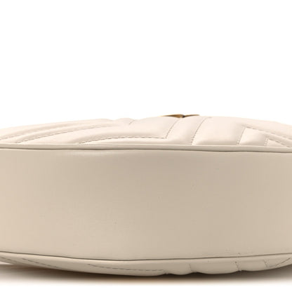 Calfskin Matelasse Chevron Mini GG Marmont Half Moon Hobo Mystic White