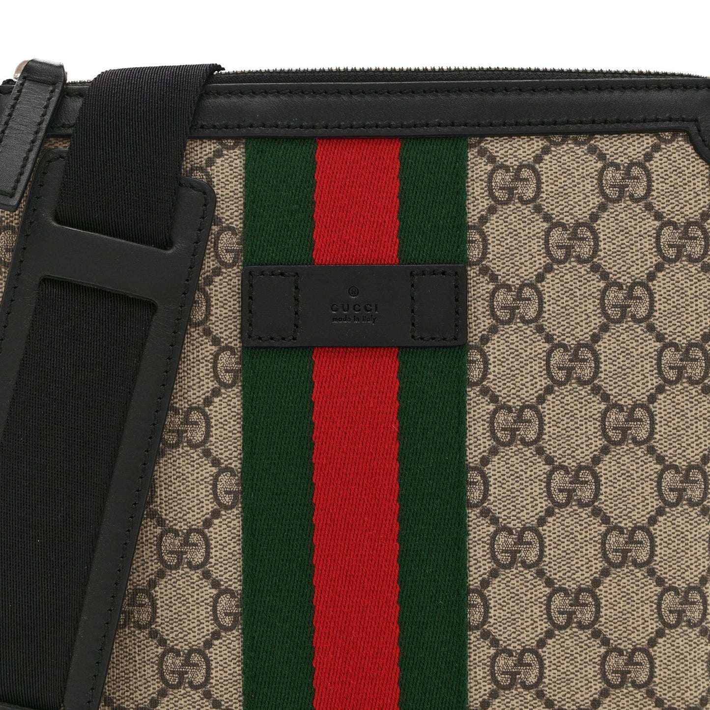 GG Supreme Monogram Web Messenger Bag Black