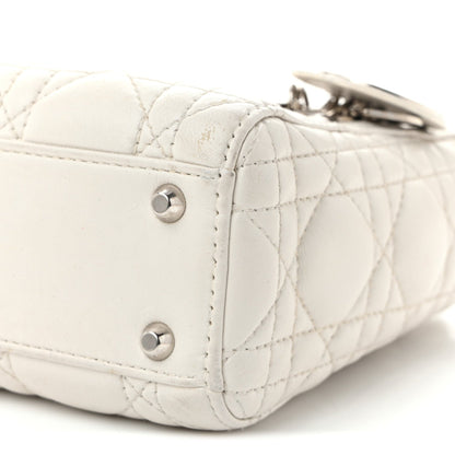 Lambskin Cannage Mini Lady Dior White