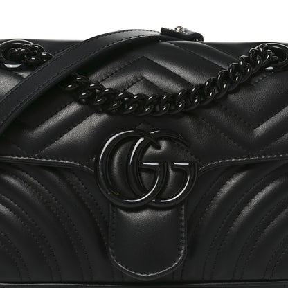 Calfskin Matelasse Monochrome Mini GG Marmont Shoulder Bag Black