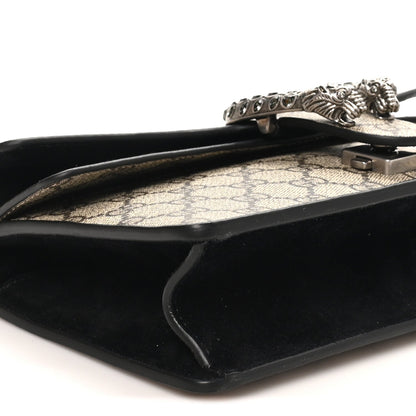 GG Supreme Monogram Suede Crystal Small Dionysus Shoulder Bag Beige Ebony Black Beige Ebony Black