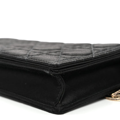 Satin Cannage Lady Dior Convertible Clutch Black