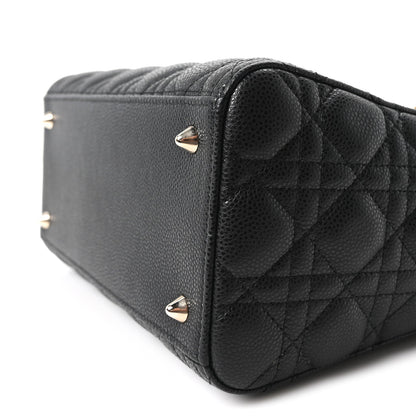 Grained Calfskin Cannage Medium Lady Dior Black