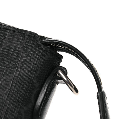 GG Supreme Monogram Azalea Calfskin Small Retro Interlocking G Wristlet Messenger Bag Black