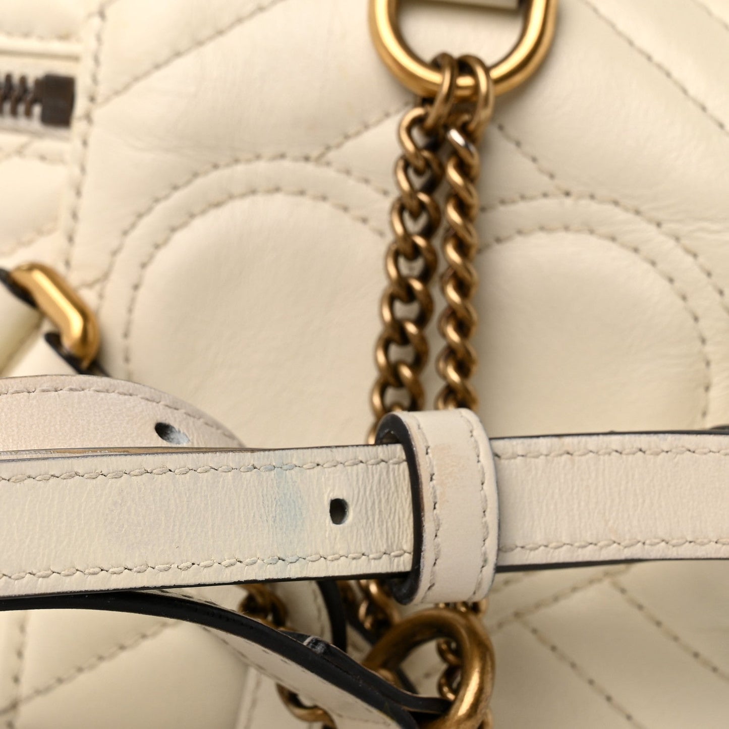Calfskin Matelasse Mini GG Marmont Round Backpack White