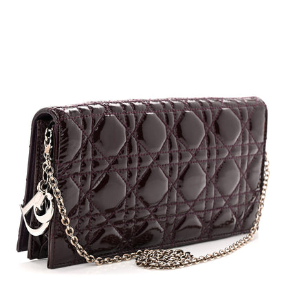 Patent Cannage Lady Dior Chain Wallet Purple