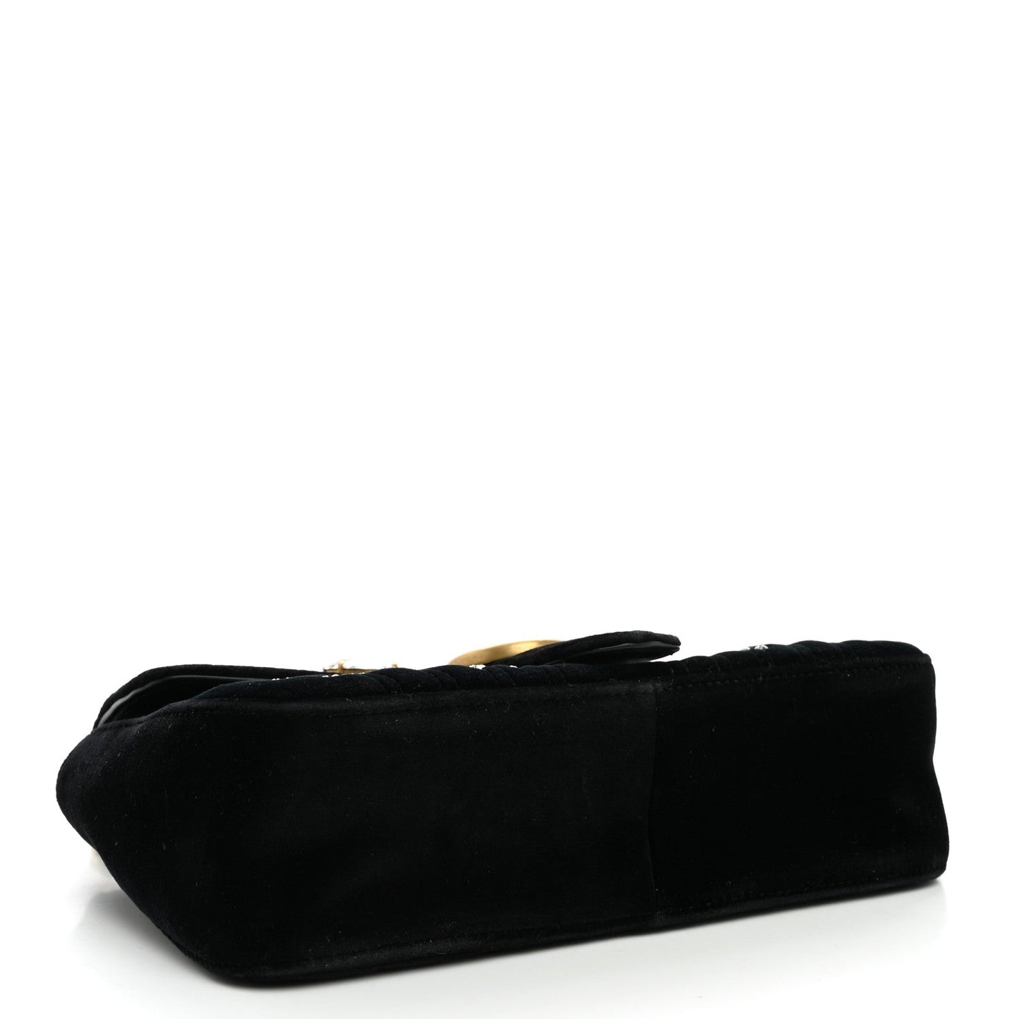 Velvet Matelasse Marquise Crystals Embroidered Small GG Marmont Shoulder Bag Black