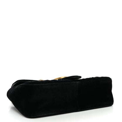 Velvet Matelasse Marquise Crystals Embroidered Small GG Marmont Shoulder Bag Black