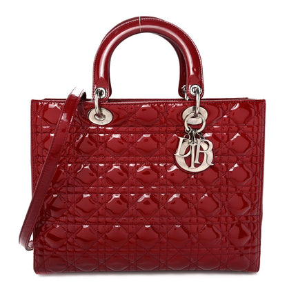 Patent Cannage Large Lady Dior Red