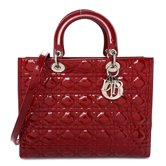 Patent Cannage Large Lady Dior Red