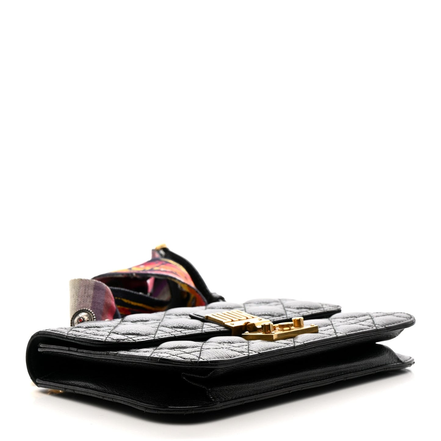 Lambskin Cannage Large Dioraddict Flap J’Adior Strap Black