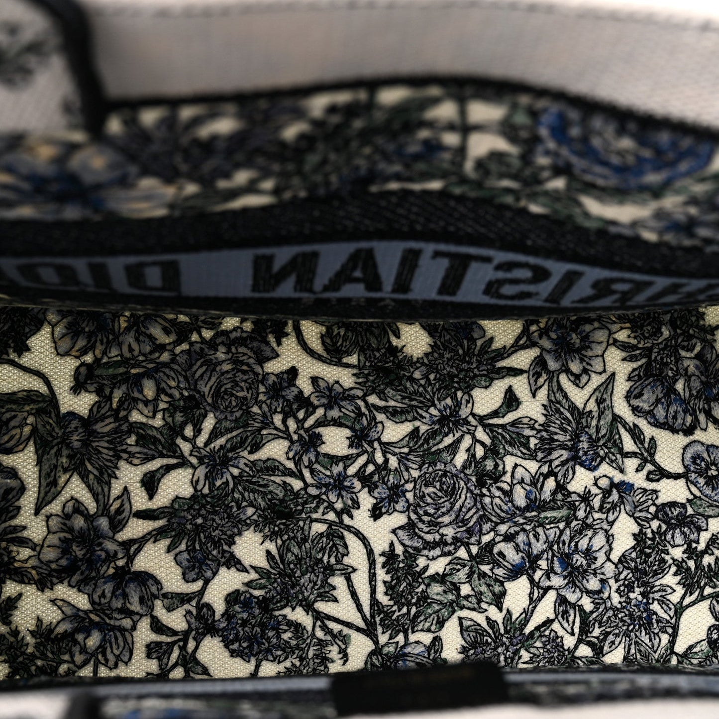Canvas Embroidered Medium Flowers Book Tote Blue