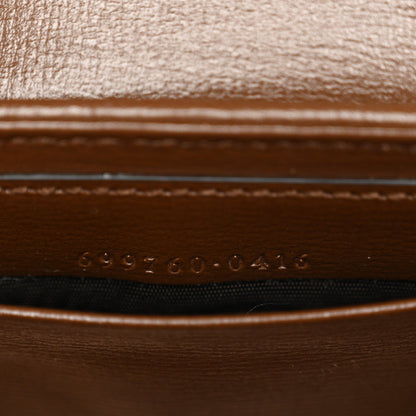 GG Supreme Monogram Azalea Calfskin Web Horsebit 1955 Wallet On Strap Beige Ebony Brown Sugar