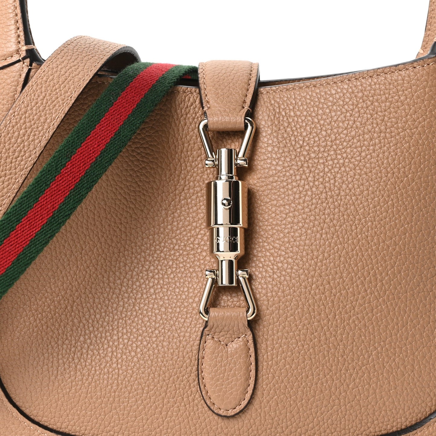 Grained Calfskin Web Medium Jackie 1961 Hobo Taupe