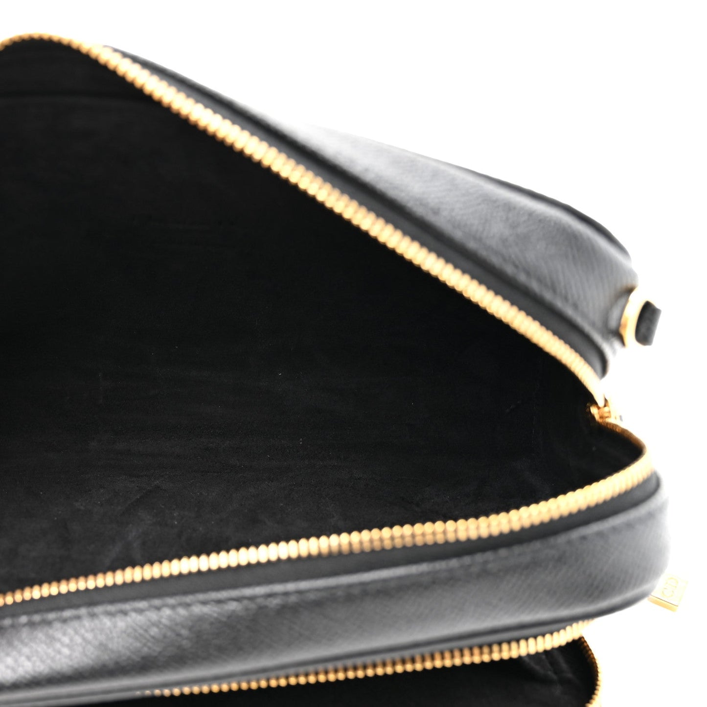 Grained Calfskin Caro Double Pouch Black