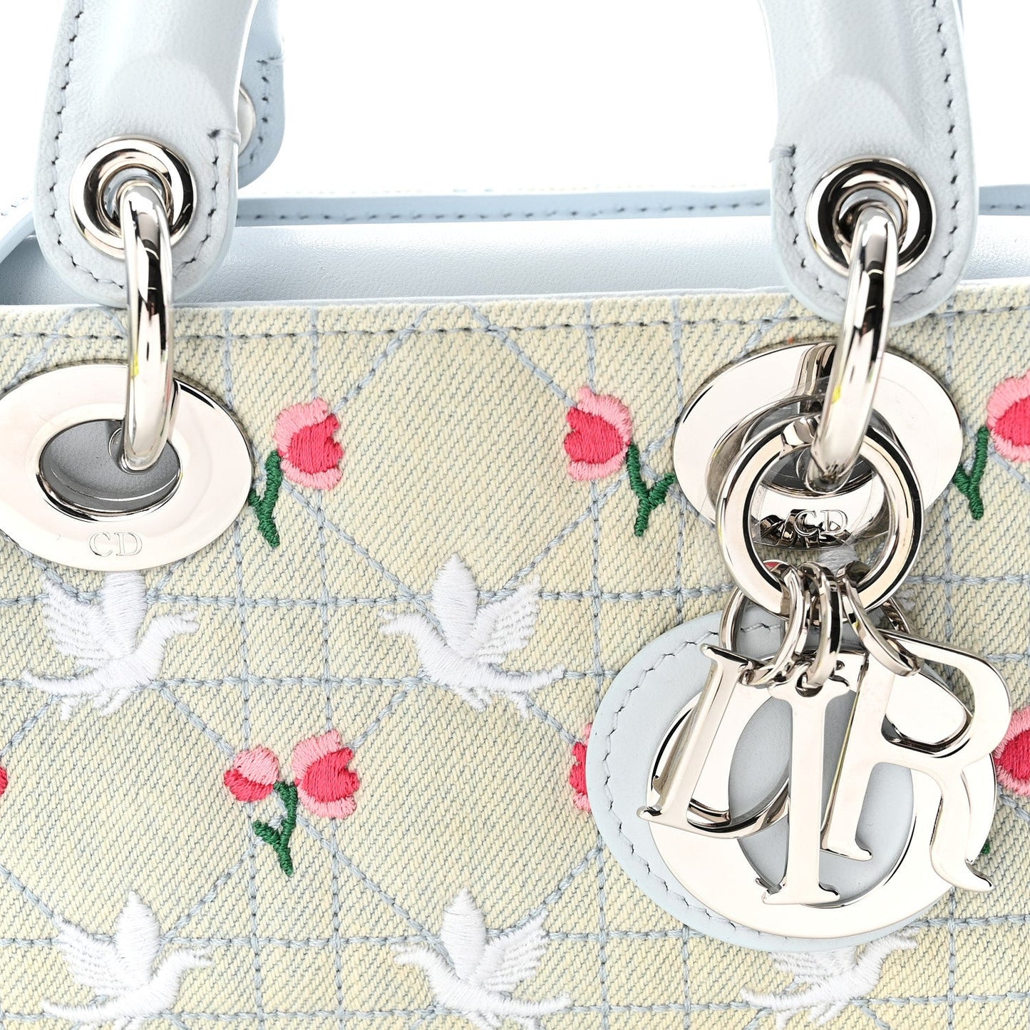 Denim Cannage Embroidered Doves & Roses Dioramour Mini Lady D-Joy Blue Multicolor