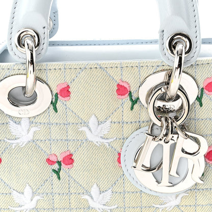 Denim Cannage Embroidered Doves & Roses Dioramour Mini Lady D-Joy Blue Multicolor