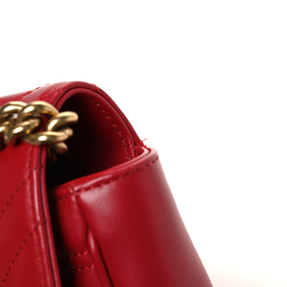 Calfskin Matelasse Mini GG Marmont Shoulder Bag Hibiscus Red