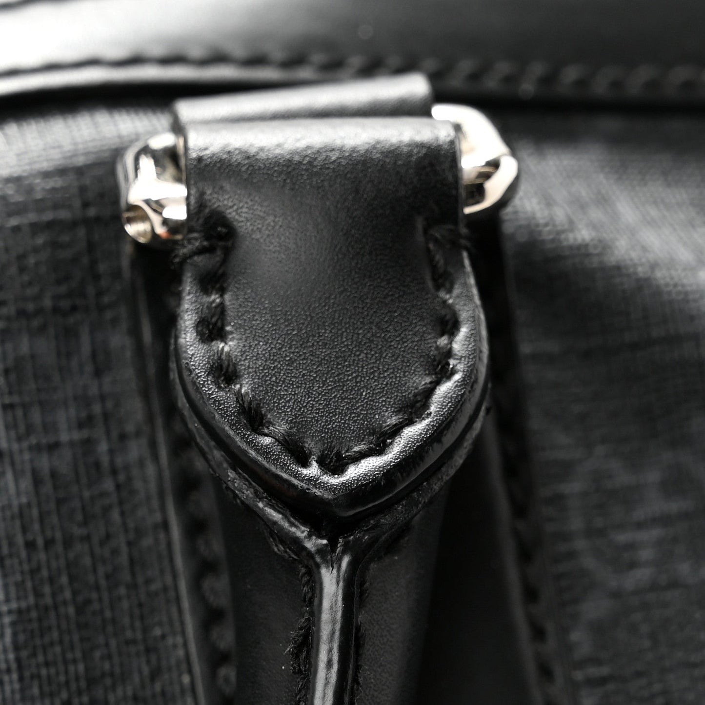 Soft GG Supreme Monogram Appia Calfskin Web Medium Carry On Duffle Bag Black Grey
