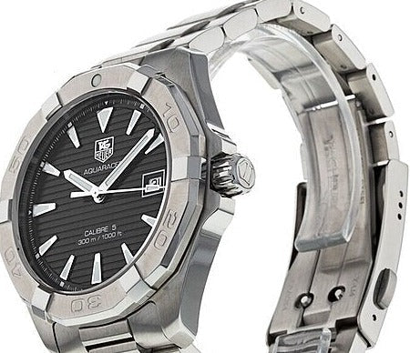 Tag Heuer Aquaracer Automatic Black Dial Silver Steel Strap Watch for Men - WAY2110.BA0928