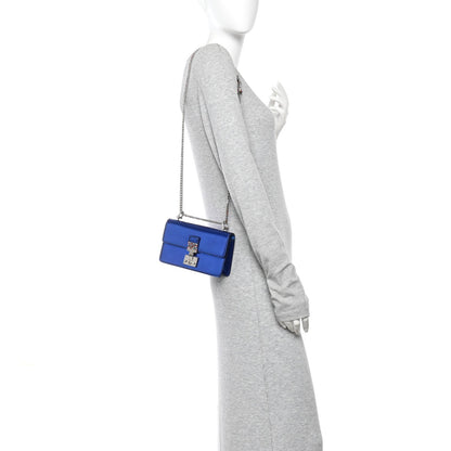 Metallic Patent Crystal Dioraddict Flap Bag Blue
