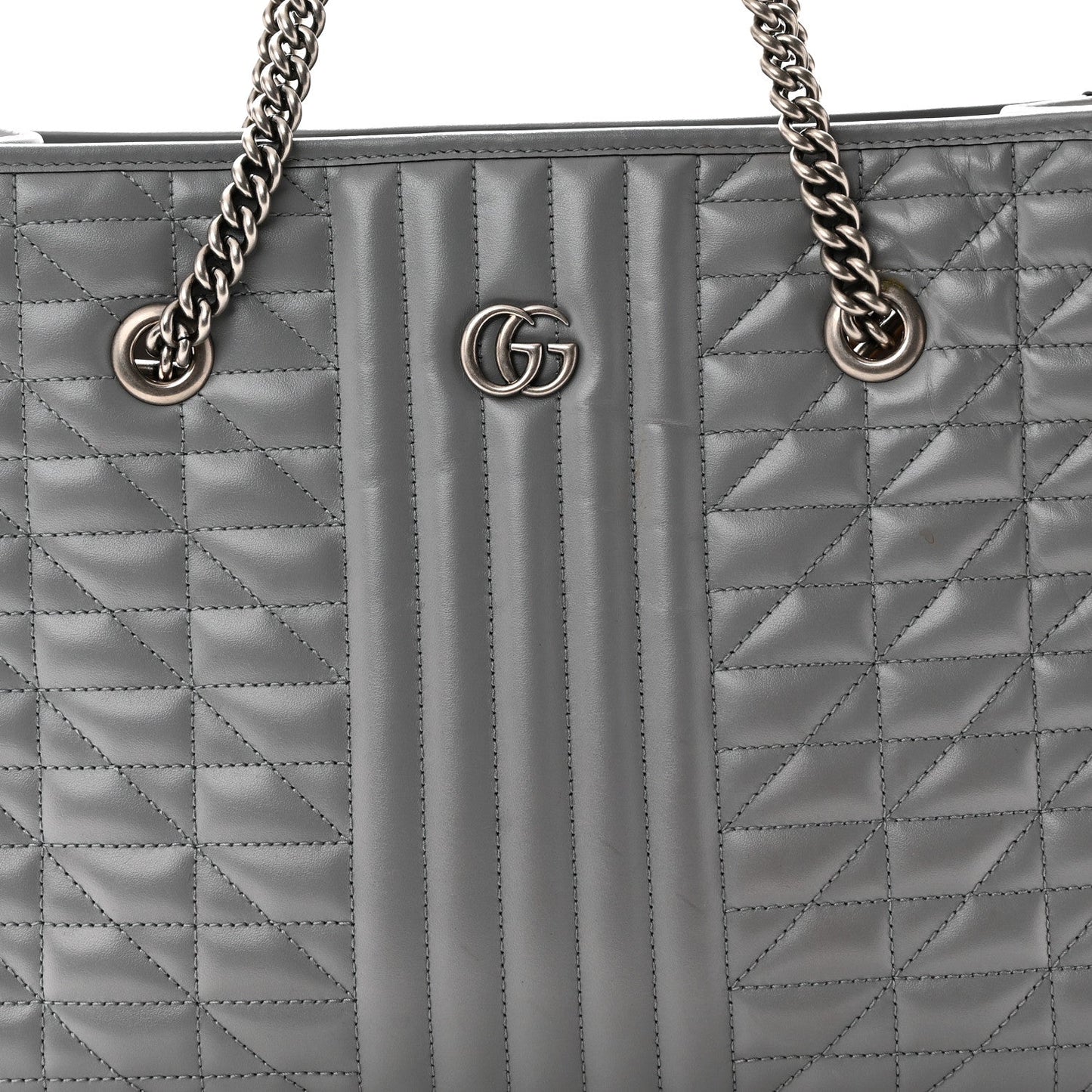 Calfskin Matelasse Aria Medium GG Marmont Shoulder Tote  Deep Grey