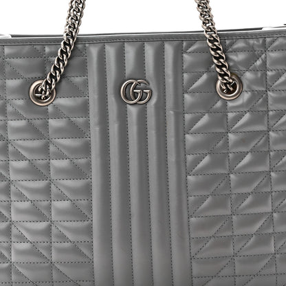 Calfskin Matelasse Aria Medium GG Marmont Shoulder Tote  Deep Grey
