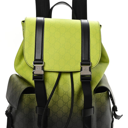 GG Supreme Monogram Large Double Buckle Backpack Green