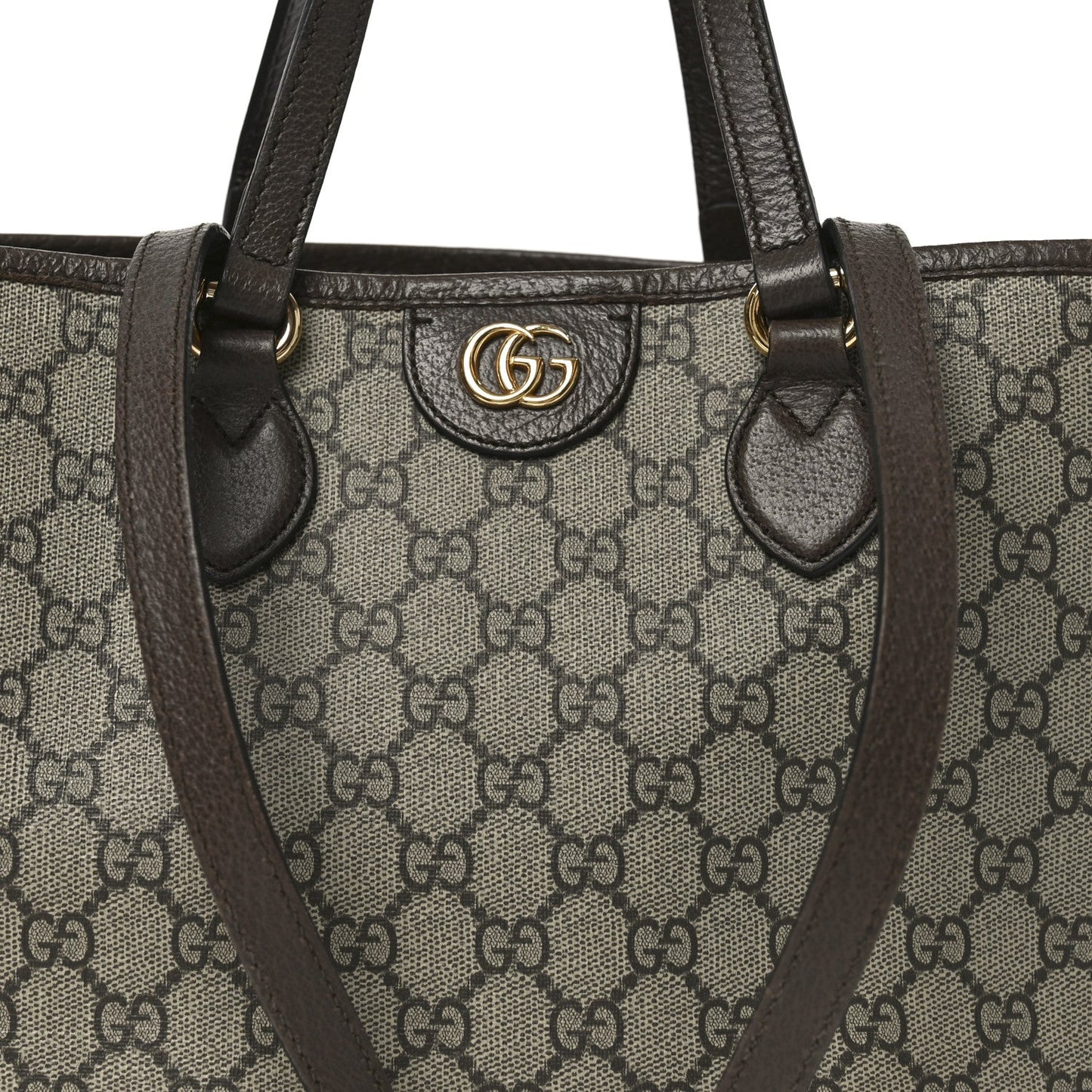 GG Supreme Monogram Textured Calfskin Small Ophidia Shoulder Tote Bag Beige Ebony New Acero