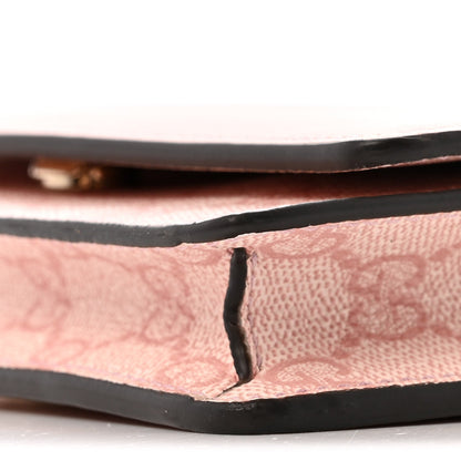 GG Supreme Monogram Textured Calfskin Emblem Wallet On Chain Pink