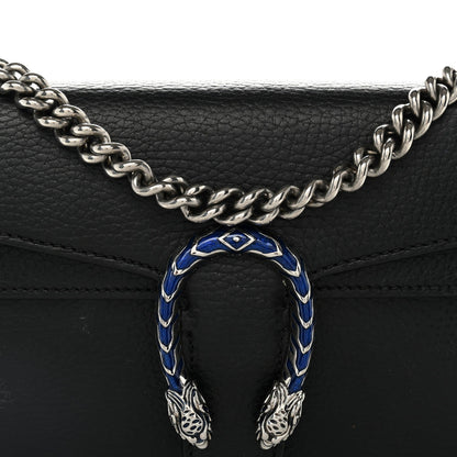 Dollar Calfskin Enamel Small Dionysus Shoulder Bag Black Electric Blue