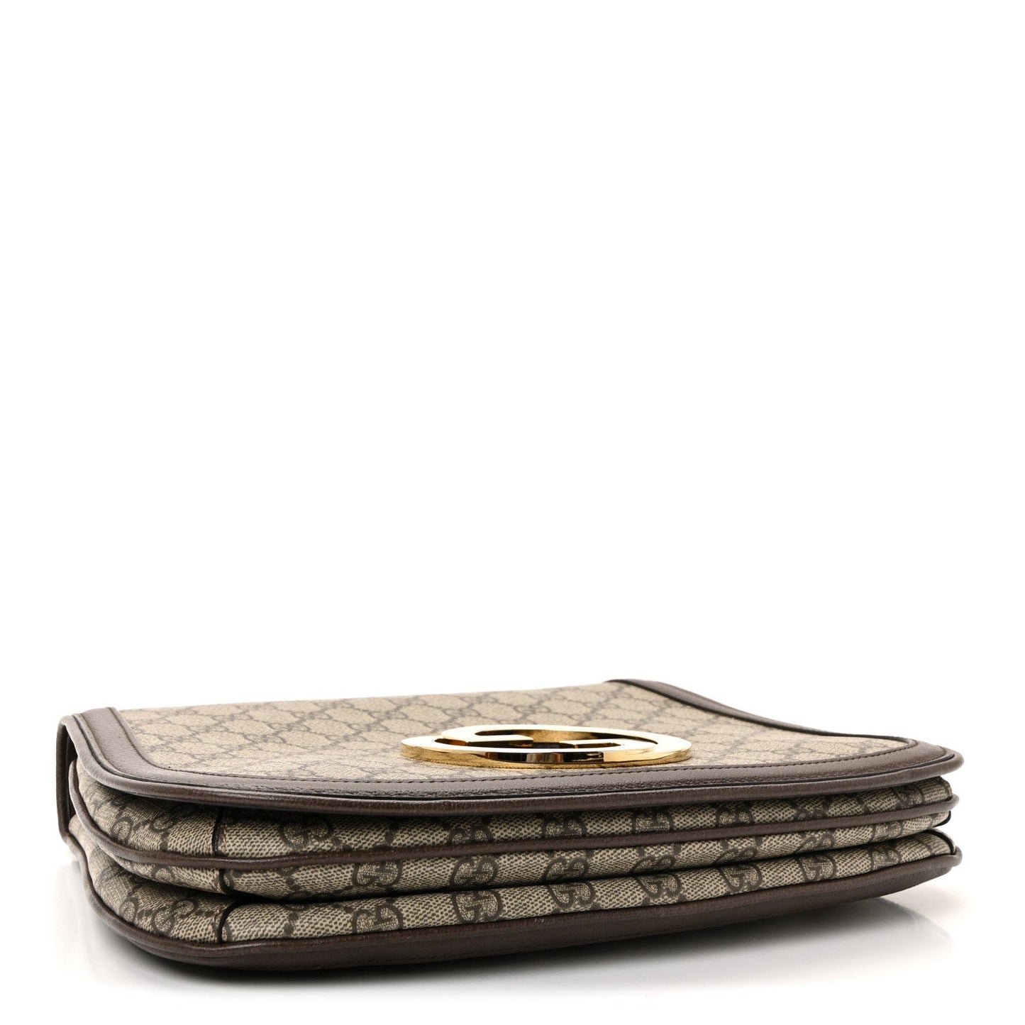 GG Supreme Monogram Textured Dollar Calfskin Web Medium Blondie Top Handle Shoulder Flap Bag Beige Ebony New Acero