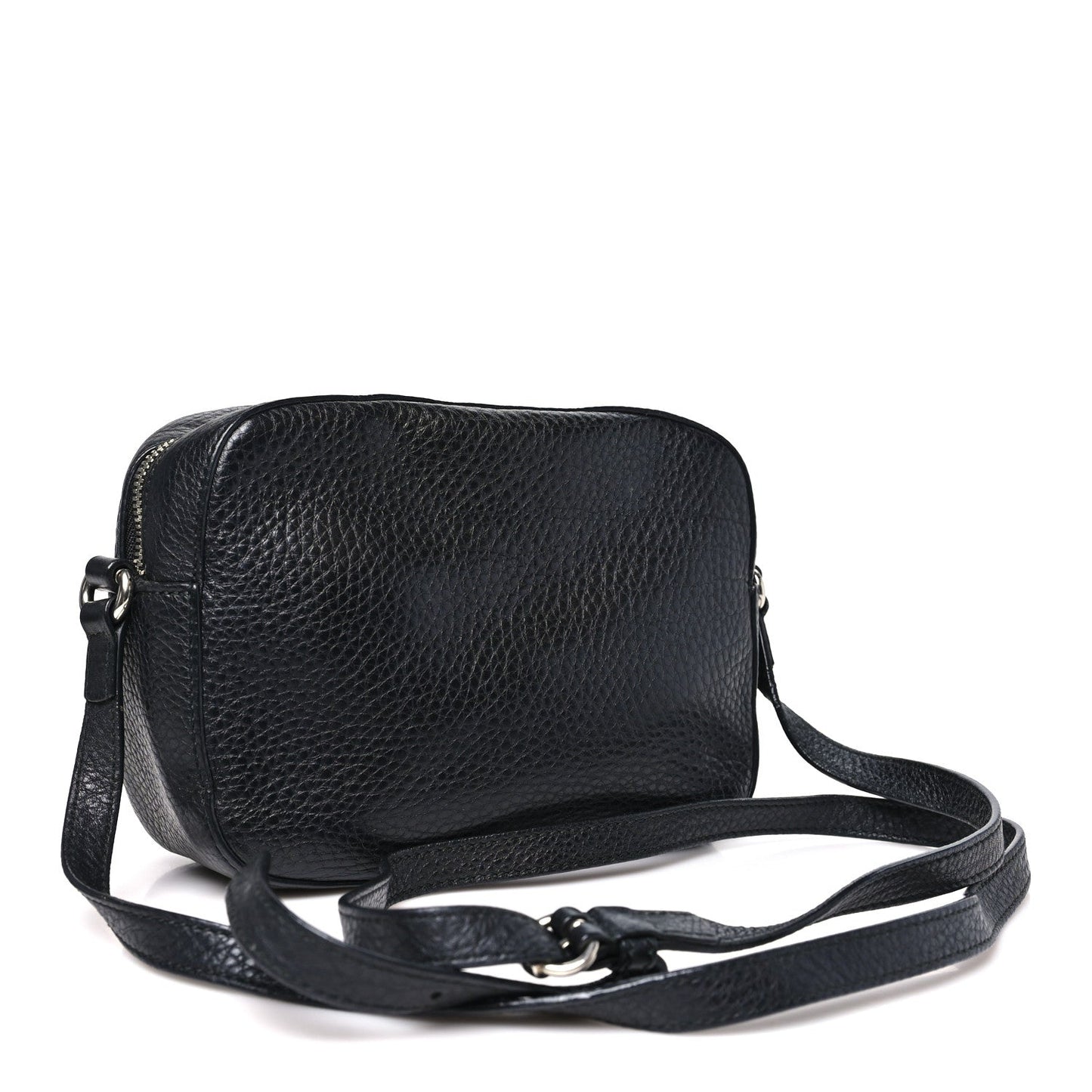 Pebbled Calfskin Studded Small Soho Disco Bag Black