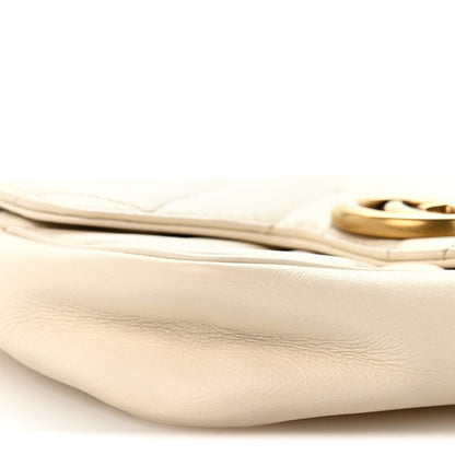 Calfskin Matelasse Super Mini GG Marmont Shoulder Bag White