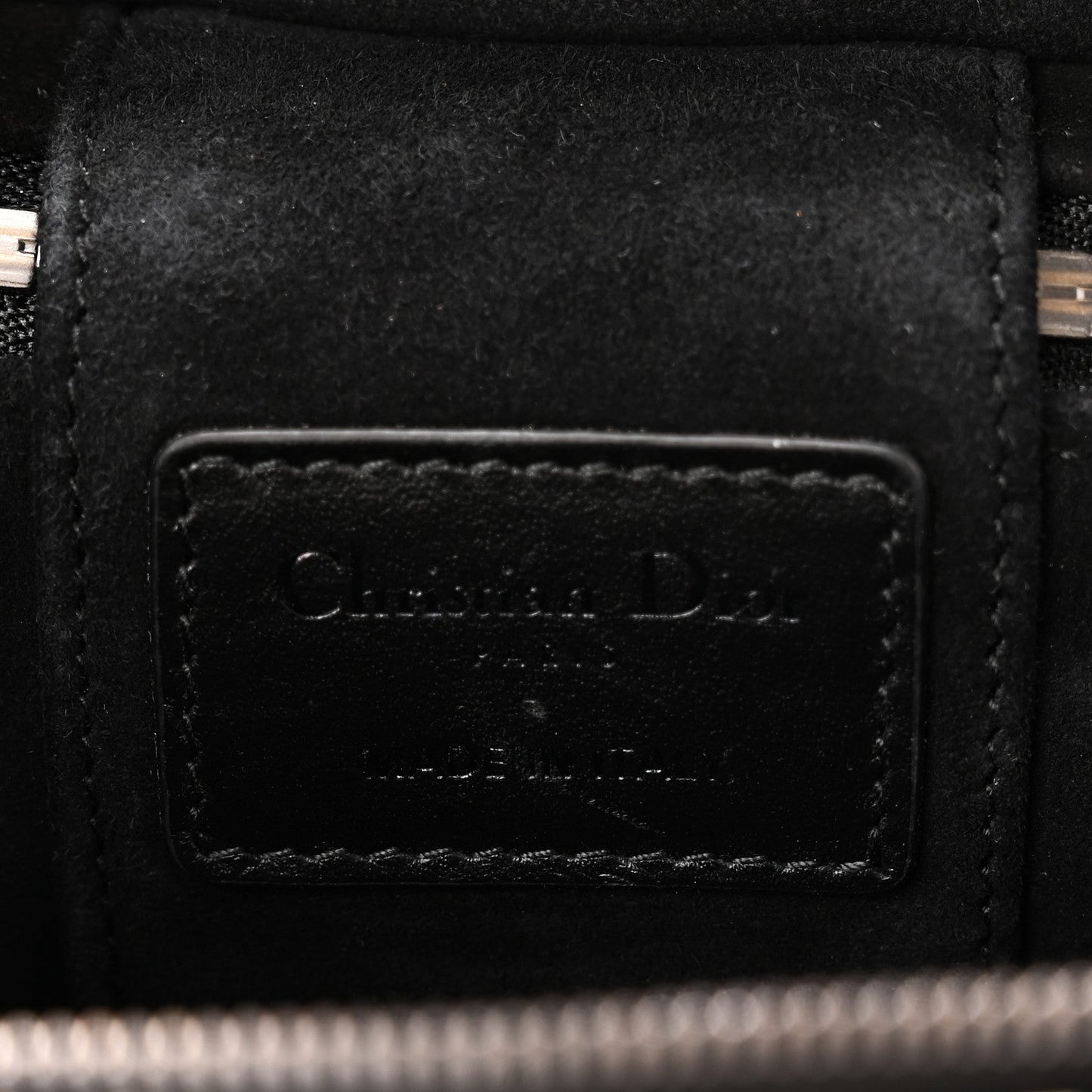 Calfskin Macro Houndstooth Embossed Micro Lady Dior Vanity Case Black White