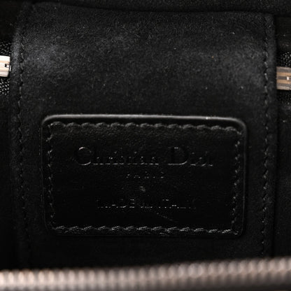 Calfskin Macro Houndstooth Embossed Micro Lady Dior Vanity Case Black White