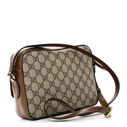 GG Supreme Monogram Small Horsebit 1955 Shoulder Bag Beige Brown Sugar