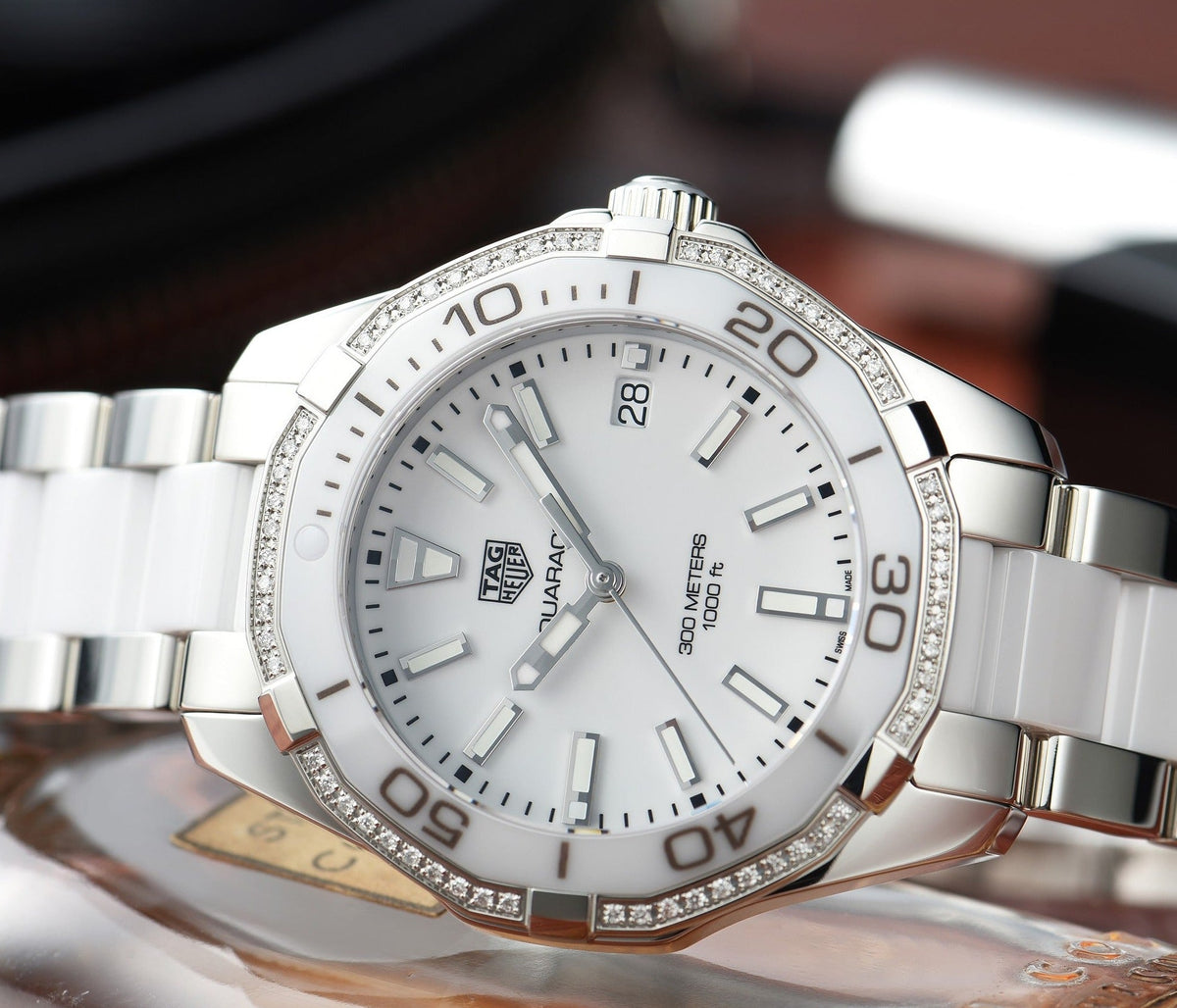 Tag Heuer Aquaracer Diamonds White Dial Two Tone Steel Strap Watch for Women - WAY131H.BA0914