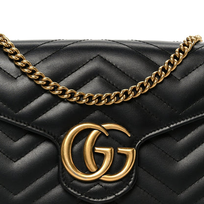 Calfskin Matelasse GG Marmont Chain Wallet Black