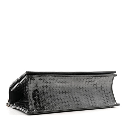 Metallic Patent Micro-Cannage Medium Diorama Flap Bag Onyx Black